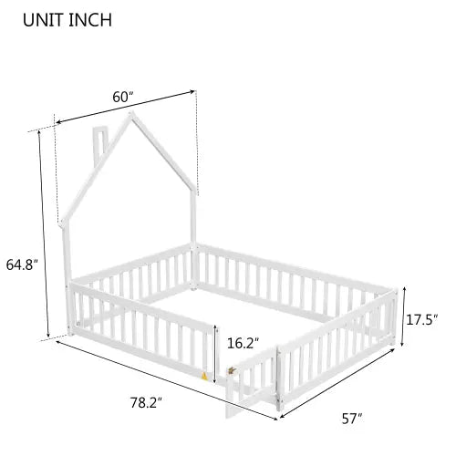 Bellemave® House - Shaped Headboard Floor Bed with Fence - Bellemave
