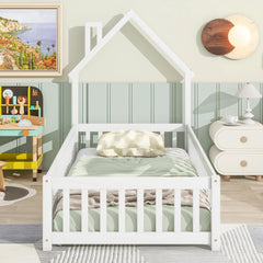 Bellemave® House - Shaped Headboard Floor Bed with Fence - Bellemave