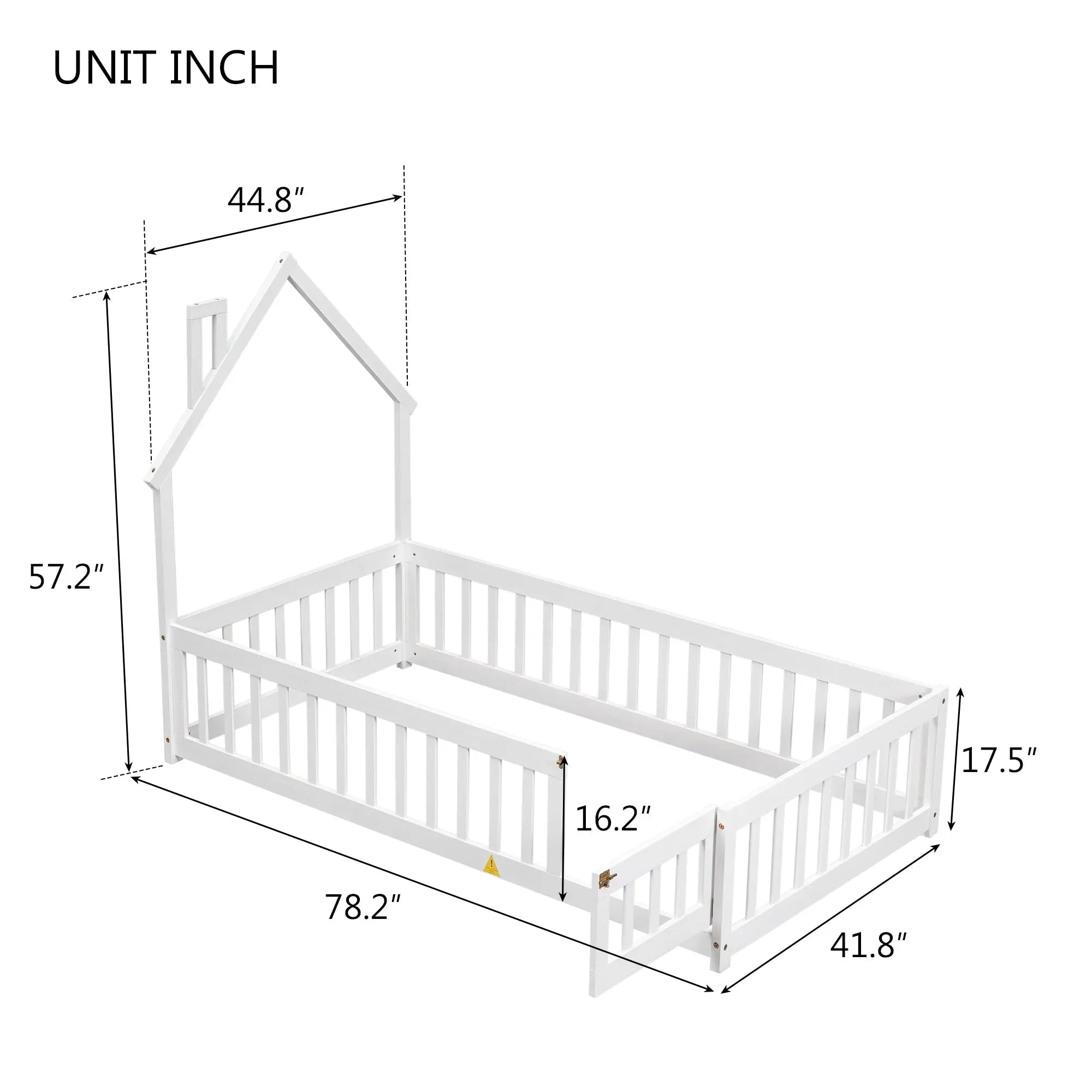 Bellemave® House - Shaped Headboard Floor Bed with Fence - Bellemave