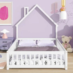 Bellemave® House - Shaped Headboard Floor Bed with Fence - Bellemave