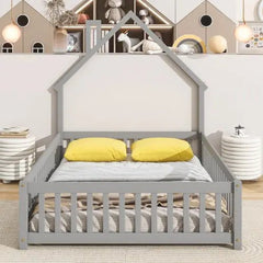 Bellemave® House - Shaped Headboard Floor Bed with Fence - Bellemave