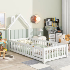 Bellemave® House - Shaped Headboard Floor Bed with Fence - Bellemave