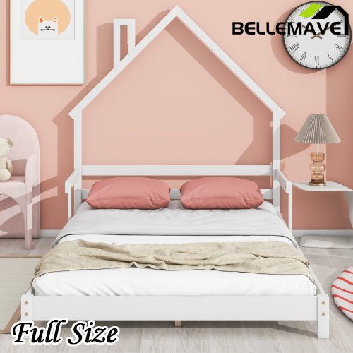 Bellemave® House - Shaped Headboard Floor Bed with Handrails and Slats - Bellemave