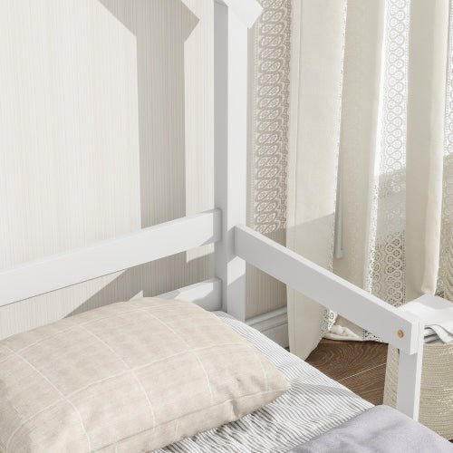 Bellemave® House - Shaped Headboard Floor Bed with Handrails and Slats - Bellemave