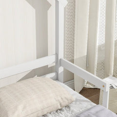 Bellemave® House - Shaped Headboard Floor Bed with Handrails and Slats - Bellemave
