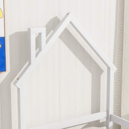 Bellemave® House - Shaped Headboard Floor Bed with Handrails and Slats - Bellemave