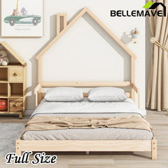 Bellemave® House - Shaped Headboard Floor Bed with Handrails and Slats - Bellemave