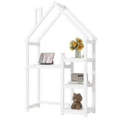 Bellemave® House - shaped Wooden writing Desk,Kids Study Table,Bookshelf and Toy Storage - Bellemave
