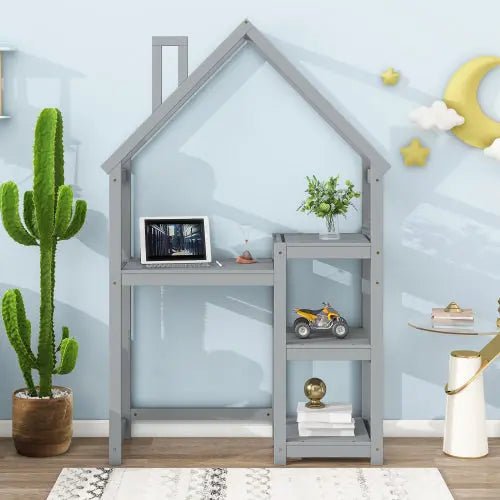 Bellemave® House - shaped Wooden writing Desk,Kids Study Table,Bookshelf and Toy Storage - Bellemave
