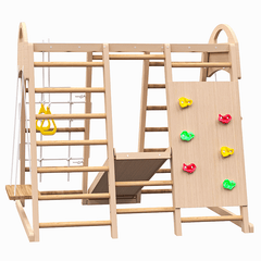 Bellemave® Indoor Playground 7 - in - 1 Jungle Gym Playset for Kids 2 - 6yrs - Slide, Climbing Wall, Rope Wall Climber, Monkey Bars, Swing - Bellemave