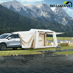 Bellemave® Inflatable SUV Tent for Camping - 4 - 6 - 8 Person, 4 Season Waterproof Oxford, Tailgate - Attachable & AC Compatible, Easy Setup with Air Pump, Air - Inflated Glamping Tent for Adults - Bellemave