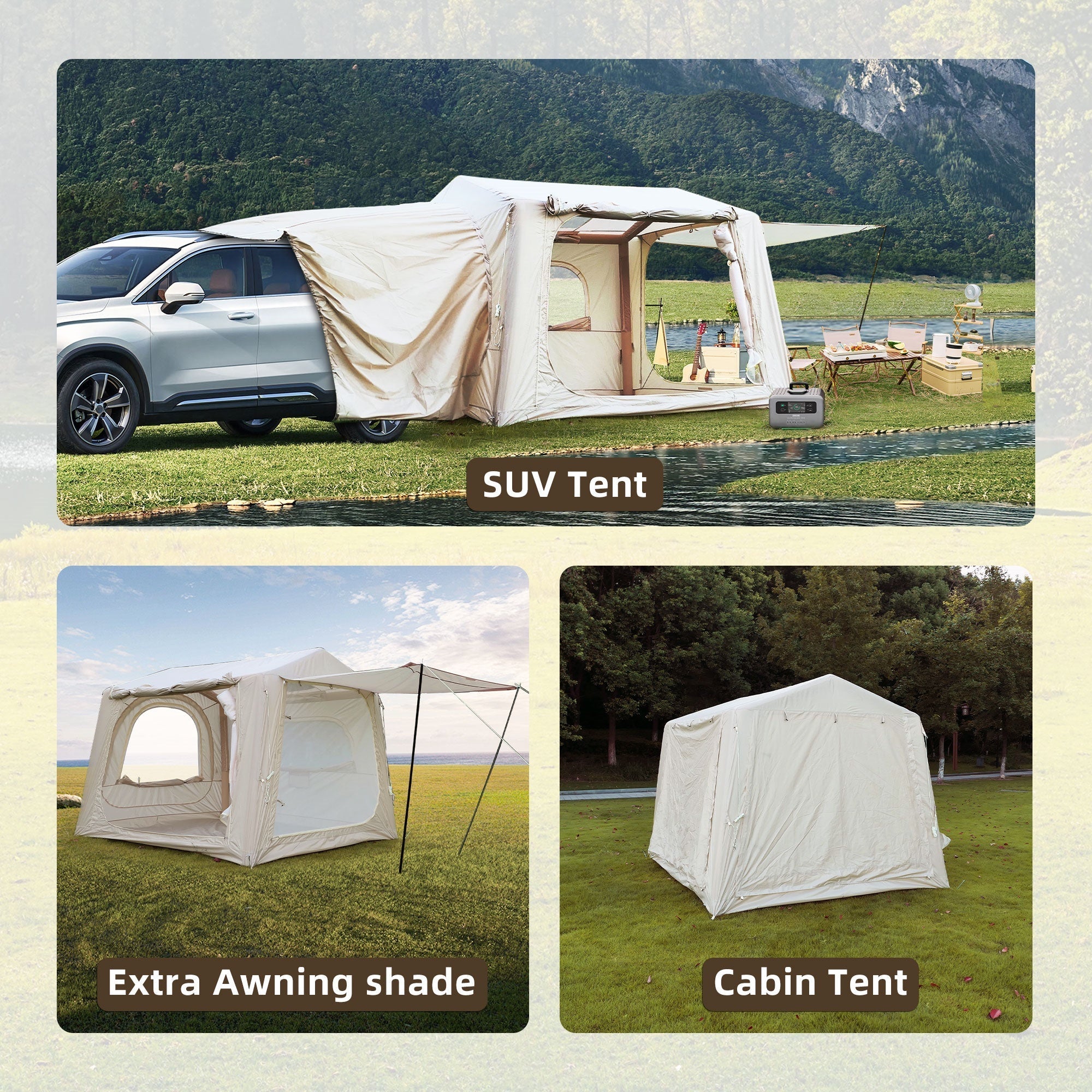 Bellemave® Inflatable SUV Tent for Camping - 4 - 6 - 8 Person, 4 Season Waterproof Oxford, Tailgate - Attachable & AC Compatible, Easy Setup with Air Pump, Air - Inflated Glamping Tent for Adults - Bellemave