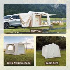 Bellemave® Inflatable SUV Tent for Camping - 4 - 6 - 8 Person, 4 Season Waterproof Oxford, Tailgate - Attachable & AC Compatible, Easy Setup with Air Pump, Air - Inflated Glamping Tent for Adults - Bellemave