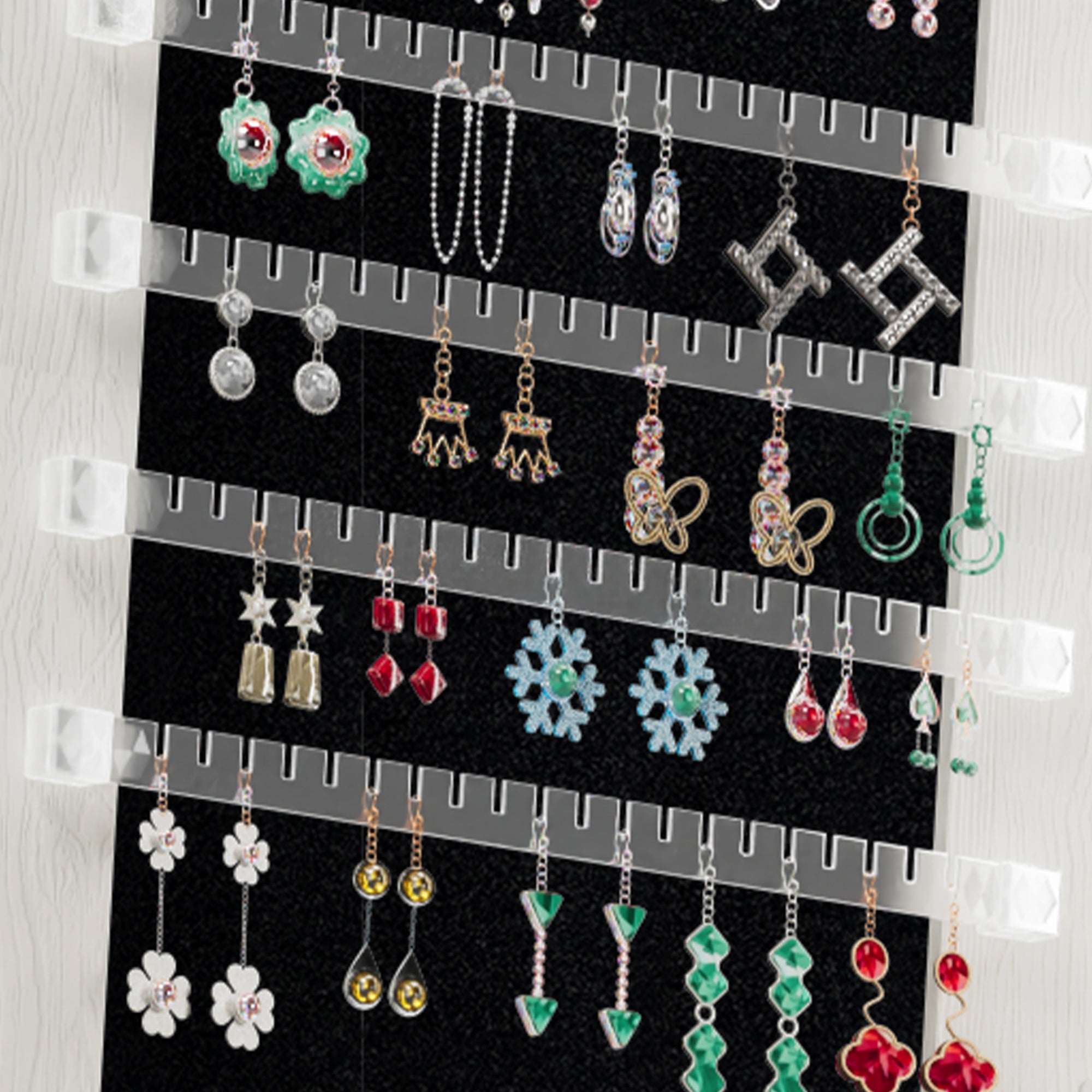 Bellemave® Jewelry Armoire Organizer with Full Length Mirror with stand, Lockable Storage Cabinet, Interior Lighted Mirror, White - Bellemave