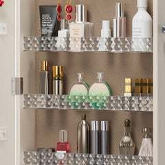 Bellemave® Jewelry Cabinet Armoire with Full Length Mirror, Door or Wall Mounted, Jewelry Armoire Organizer, Lockable Storage Cabinet, Interior Lighted Mirror - Bellemave