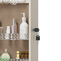 Bellemave® Jewelry Cabinet Armoire with Full Length Mirror, Door or Wall Mounted, Jewelry Armoire Organizer, Lockable Storage Cabinet, Interior Lighted Mirror - Bellemave