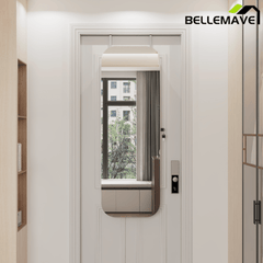 Bellemave® Jewelry Cabinet Armoire with Full Length Mirror, Door or Wall Mounted, Jewelry Armoire Organizer, Lockable Storage Cabinet, Interior Lighted Mirror - Bellemave