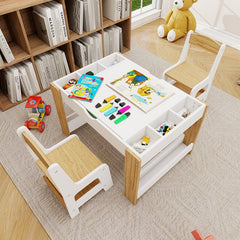 Bellemave® Kids 2 in 1 Play Table & 2 Chairs Set,with 7 Storage Compartments - Bellemave