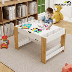 Bellemave® Kids 2 in 1 Play Table & 2 Chairs Set,with 7 Storage Compartments - Bellemave