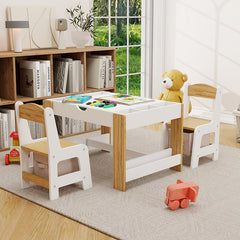 Bellemave® Kids 2 in 1 Play Table & 2 Chairs Set,with 7 Storage Compartments - Bellemave
