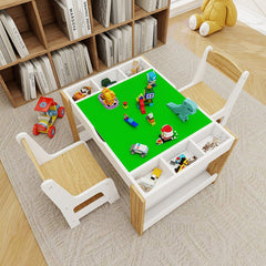 Bellemave® Kids 2 in 1 Play Table & 2 Chairs Set,with 7 Storage Compartments - Bellemave