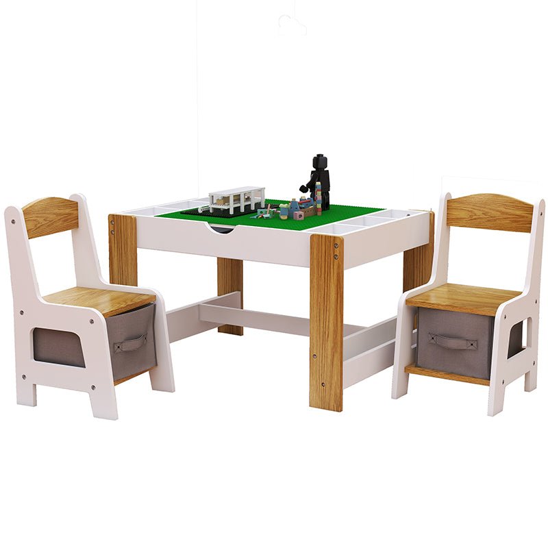 Bellemave® Kids 2 in 1 Play Table & 2 Chairs Set,with 7 Storage Compartments - Bellemave