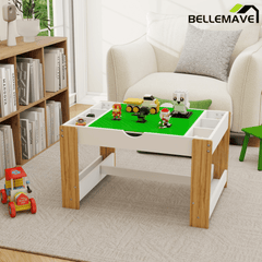 Bellemave® Kids 2 in 1 Play Table & 2 Chairs Set,with 7 Storage Compartments - Bellemave