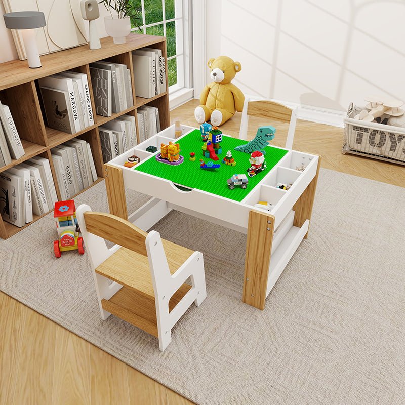 Bellemave® Kids 2 in 1 Play Table & 2 Chairs Set,with 7 Storage Compartments - Bellemave
