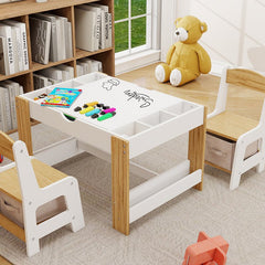 Bellemave® Kids 2 in 1 Play Table & 2 Chairs Set,with 7 Storage Compartments - Bellemave