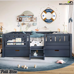 Bellemave® Kids Bed with Built-In Bookshelves, Storage Drawers & Staircase - Bellemave