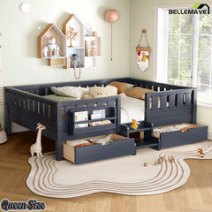 Bellemave® Kids Bed with Built-In Bookshelves, Storage Drawers & Staircase - Bellemave