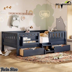 Bellemave® Kids Bed with Built-In Bookshelves, Storage Drawers & Staircase - Bellemave