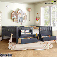 Bellemave® Kids Bed with Built-In Bookshelves, Storage Drawers & Staircase - Bellemave