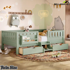 Bellemave® Kids Bed with Built-In Bookshelves, Storage Drawers & Staircase - Bellemave