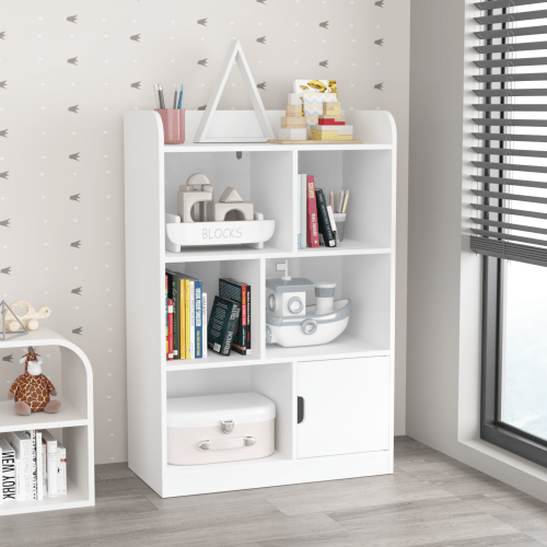 Bellemave® Kids Bookcase with 6 Compartments, Freestanding Shelves and Cube Organizer - Bellemave
