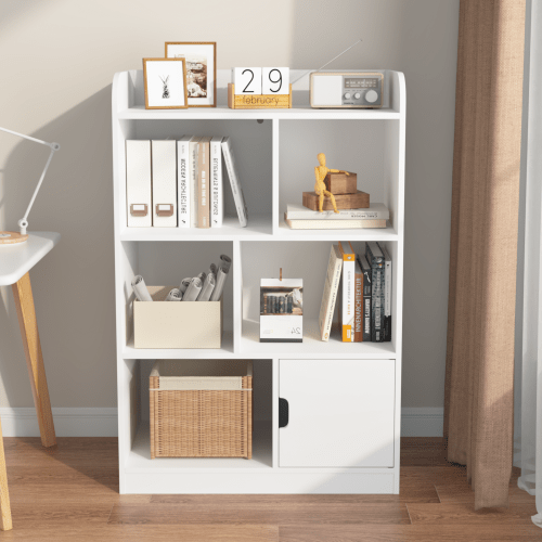 Bellemave® Kids Bookcase with 6 Compartments, Freestanding Shelves and Cube Organizer - Bellemave