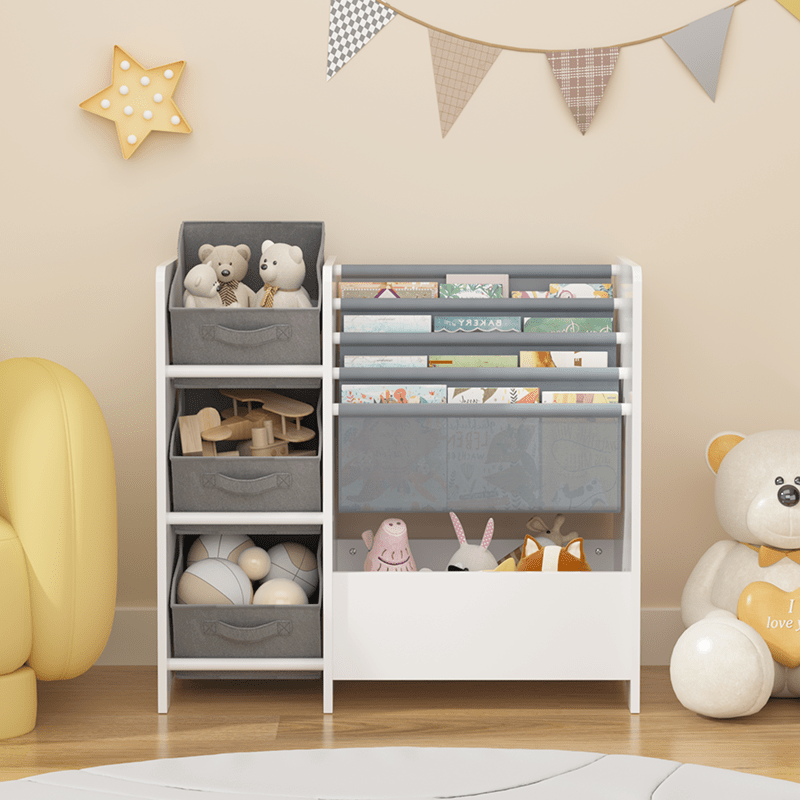 Bellemave® Kids Bookshelf and Toy Storage Organizer with 3 Collapsible Fabric Drawers - Bellemave