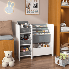 Bellemave® Kids Bookshelf and Toy Storage Organizer with 3 Collapsible Fabric Drawers - Bellemave