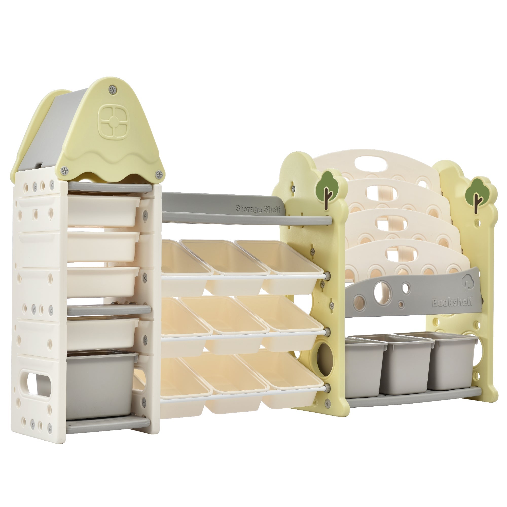 Bellemave® Kids Bookshelf and Toy Storage with HDPE Shelf and Bins - Bellemave