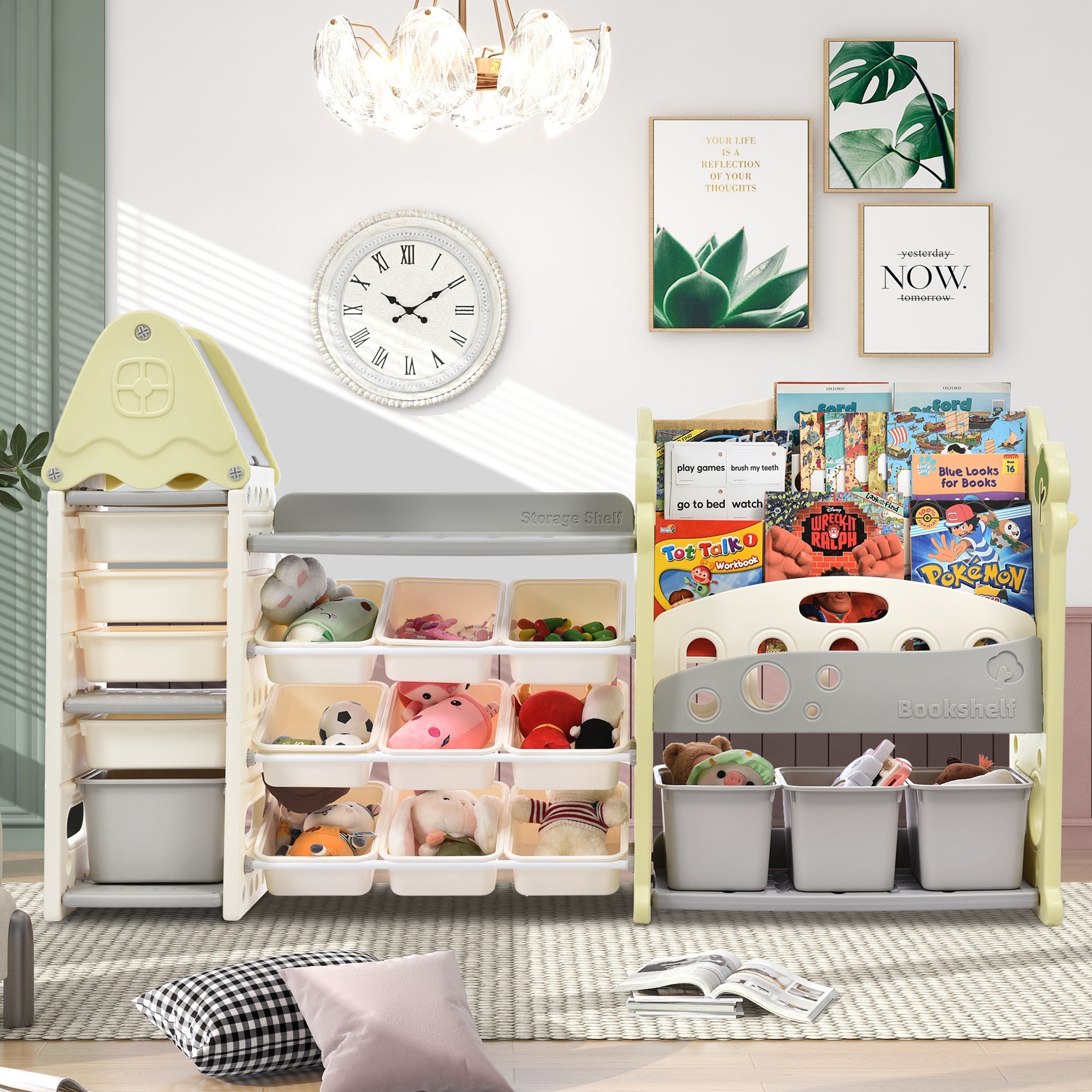 Bellemave® Kids Bookshelf and Toy Storage with HDPE Shelf and Bins - Bellemave