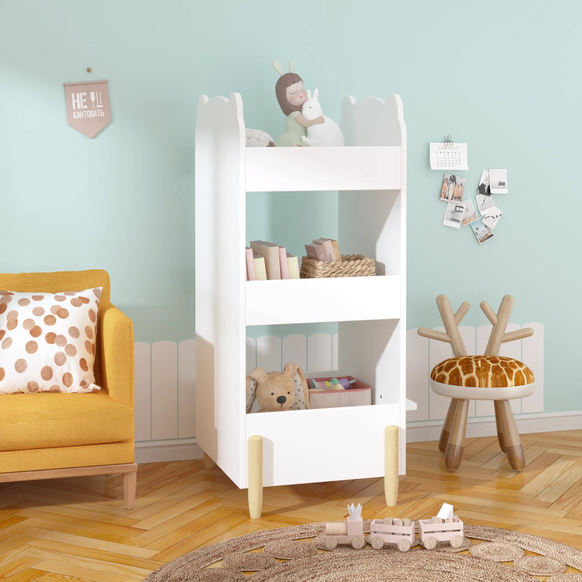 Bellemave® Kids Bookshelf with Chalkboard Side - Bellemave