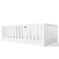 Bellemave® Kids Floor Bed with High Fence & Door, Wooden Montessori Floor Beds with Low - Profile Design - Bellemave