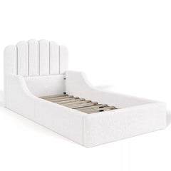 Bellemave® Kids Floor Bed with Teddy Fabric Upholstery and Shell-Shaped Headboard - Bellemave
