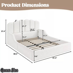 Bellemave® Kids Floor Bed with Teddy Fabric Upholstery and Shell-Shaped Headboard - Bellemave