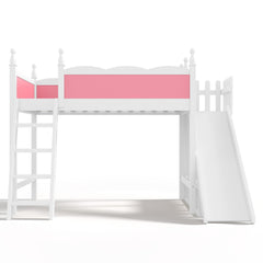 Bellemave® Kids Loft Bed with Storage Shelves & Wardrobe, Solid Wood Loft Bed Frame with Detachable Slide & Ladder for Girls & Boys - Bellemave