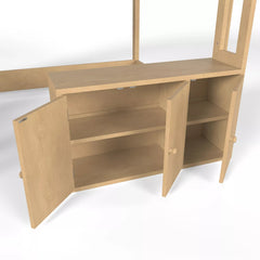 Bellemave® Kids Loft Bed with Storage Stairs, Solid Wood Playhouse Loft Bed with Convertible Play Space, Natural - Bellemave