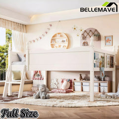 Bellemave® Kids Low Loft Bed with Bookshelf for Girls & Boys - Bellemave