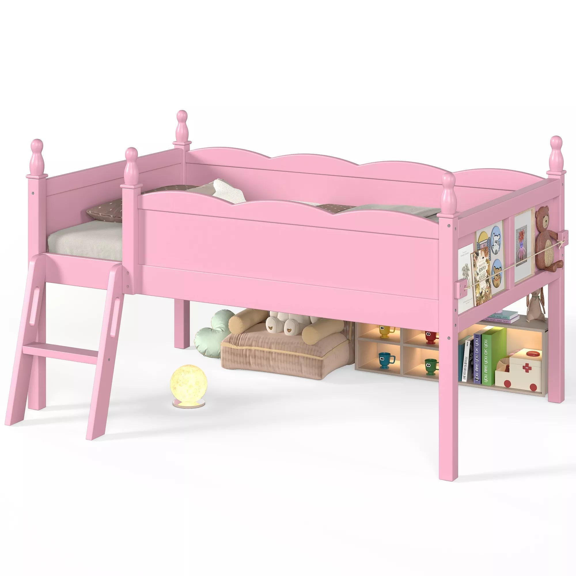 Bellemave® Kids Low Loft Bed with Bookshelf for Girls & Boys - Bellemave