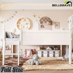 Bellemave® Kids Low Loft Bed with Bookshelf for Girls & Boys - Bellemave