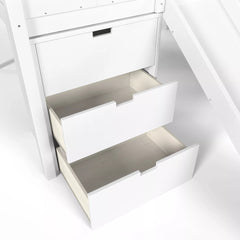 Bellemave® Kids Low Loft Bed with Slide, Storage Drawers & Desk, Playhouse House Bed with Stairs - Bellemave
